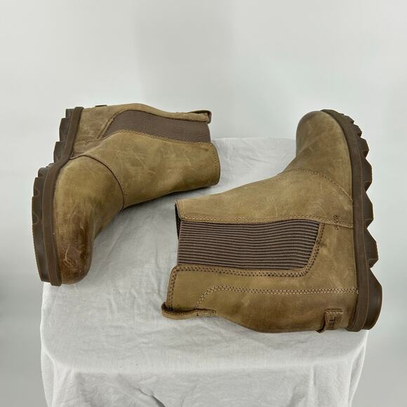 Women's Tan Leather SOREL Joan Of Arctic Wedge II Chelsea Bootie 10M NL3022-240 - Picture 5 of 8